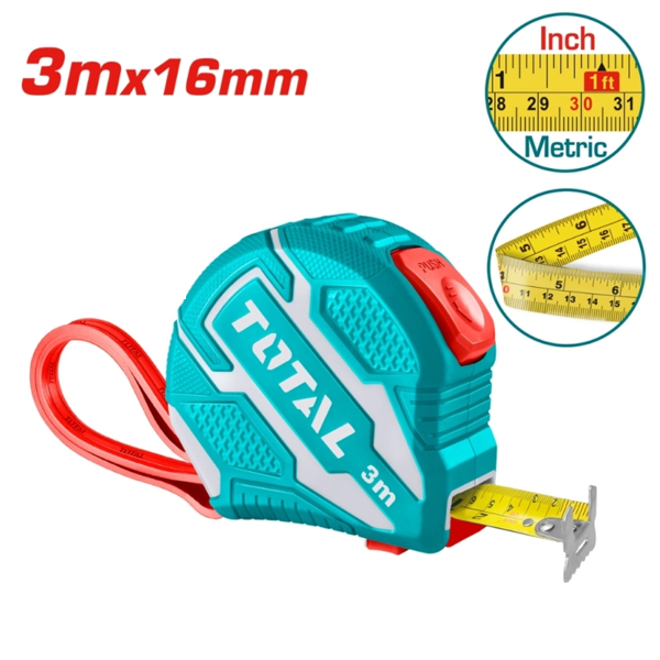 Thước cuộn thép nền vàng Total TMT126231 (3x16mm)