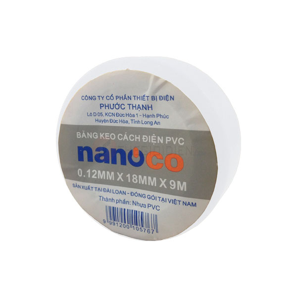 10yard  Băng keo cách điện PVC Nanoco FKPT10W (Màu trắng)