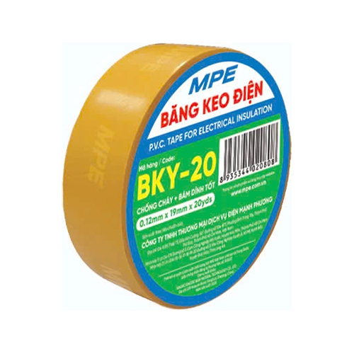 Băng keo điện màu vàng MPE BKY-20 (chất liệu PVC)