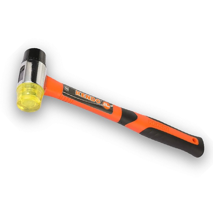 Búa cao su 2 đầu vàng đen Kendo 25512 35mm