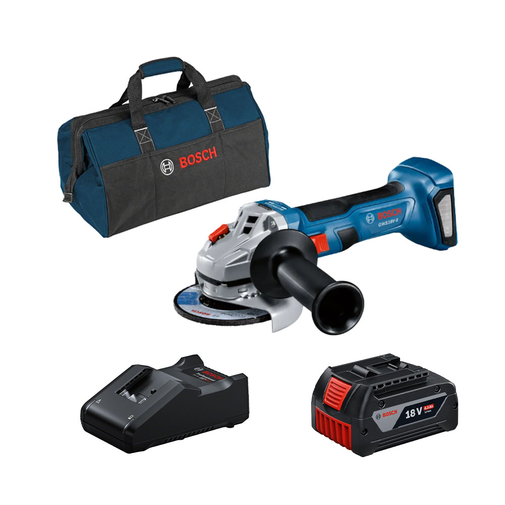 Combo Máy Mài Pin Bosch GWS 18V-8 + 1 Pin 4.0Ah + 1 Sạc Nhanh