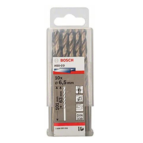 Hộp 10 mũi khoan Inox 6.5mm HSS-Co Bosch 2608585890