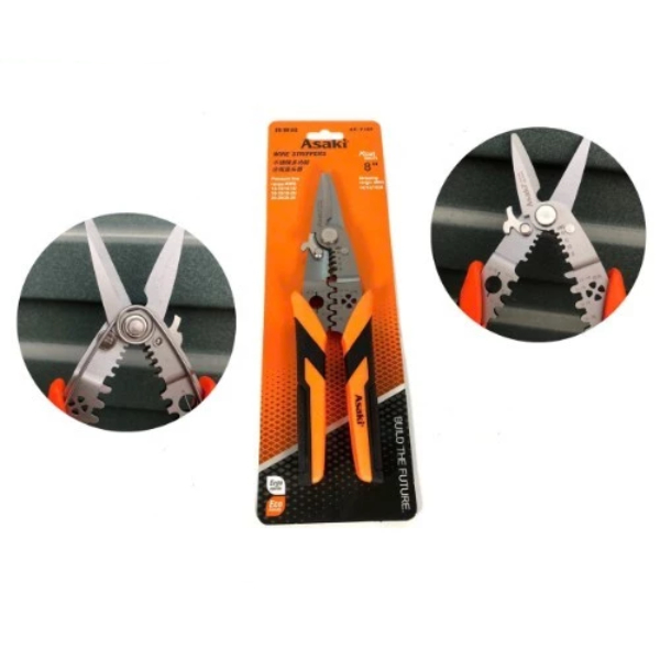 Kềm bấm và tuốt dây điện đa năng 8"/200mm Asaki AK-9109