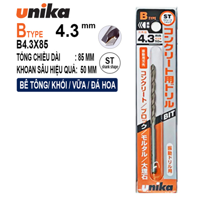 Mũi khoan tường Unika B4.3x85