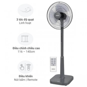50W Quạt đứng 3 cánh Nanoco NSF1641RC-GR (Màu ghi)