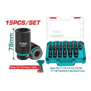 Bộ 15 Đầu Tuýp Lục Giác Sâu 1/2" Total THKISD12158L