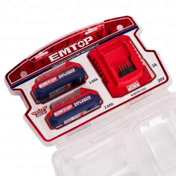 Bộ 2 Pin 20V 2.0Ah 1 Sạc EFCR20200 Emtop ELBCPK2212