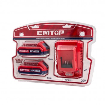 Bộ 2 Pin 20V 2.0Ah 1 Sạc EFCR20200 Emtop ELBCPK2212