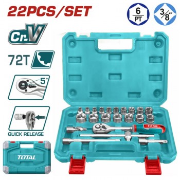 Bộ tuýp và cần siết 25 chi tiết 3/8" Total THT381221