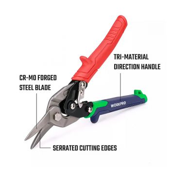 Kéo cắt tôn bằng thép mũi thẳng 250mm 10" Workpro WP214021