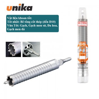Mũi khoan rút lõi bê tông cốt thép 45x135mm Unika ES-D45ST (Chuôi trụ)