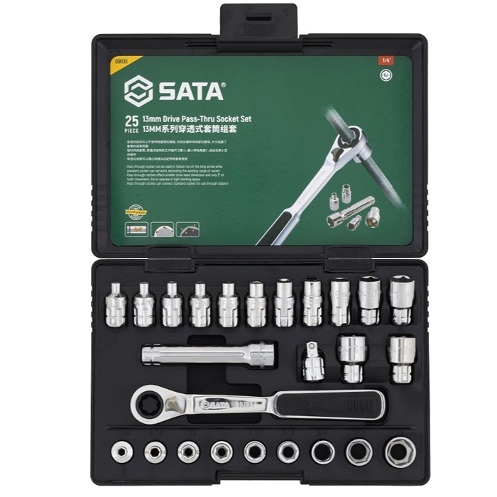 1/4" Bộ tuýp 25 chi tiết cần tự động Sata 09131