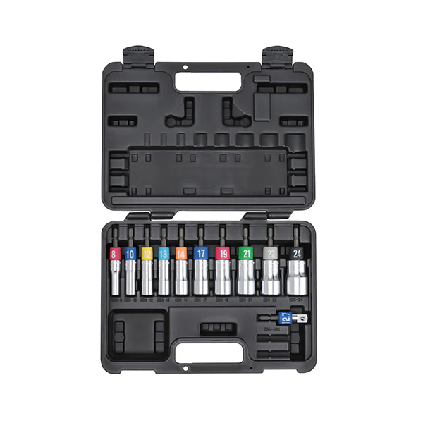 Bộ 10 đầu tuýp vặn ốc chuôi lục giác có hộp đựng TOP Japan EDX-824AS