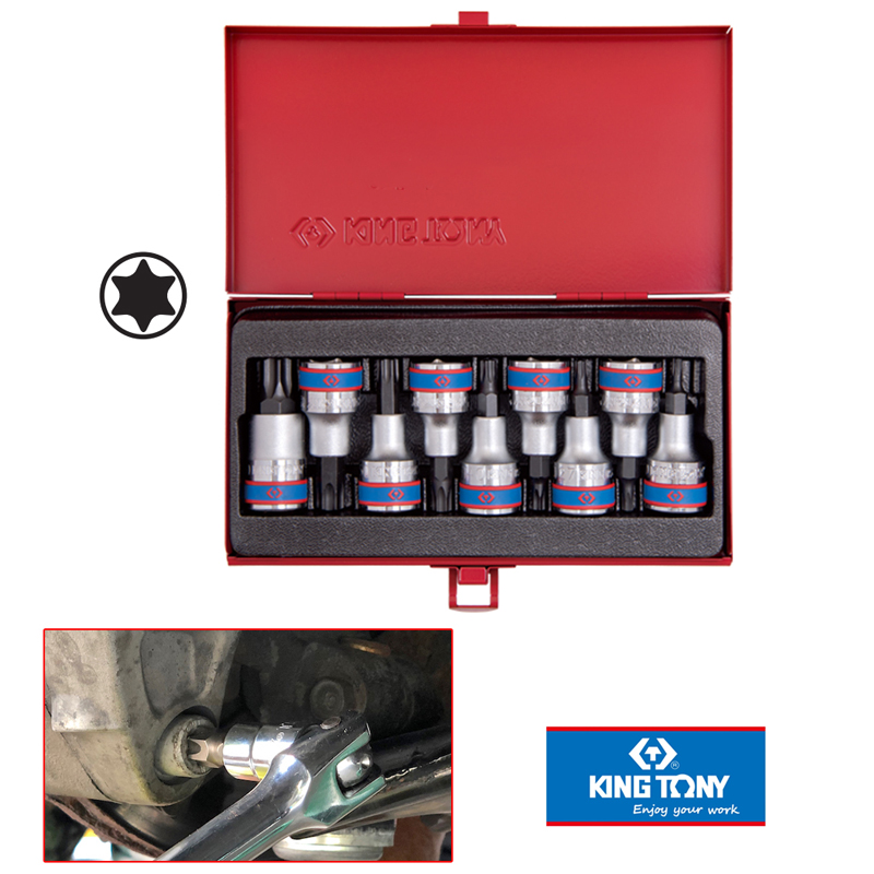 Bộ đầu tuýp bông 9 chi tiết T20-T60 Kingtony 4109PR 1/2”