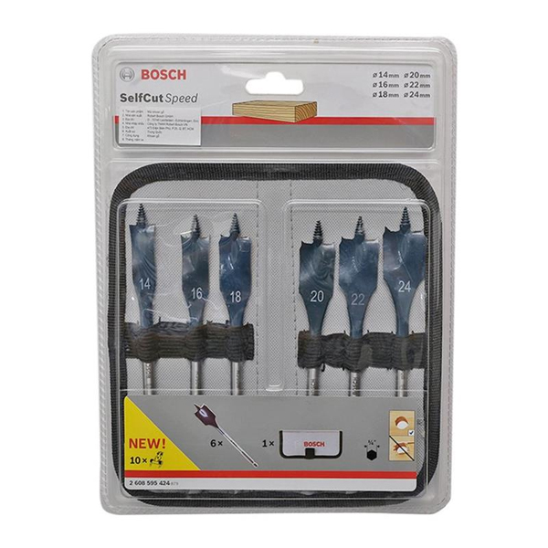 Bộ mũi khoan gỗ 6 cây 14-24mm Bosch 2608595424
