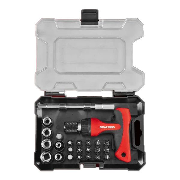 Bộ tuốc nơ vít tự động chữ T và 23 đầu khẩu Amaxtools CBTV24