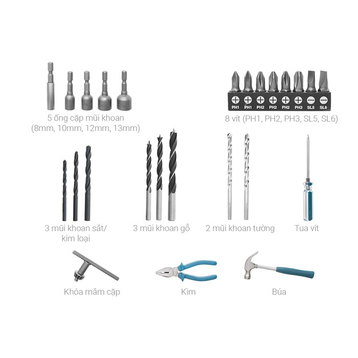 Máy khoan búa 26 phụ kiện Makita M8103KX2B