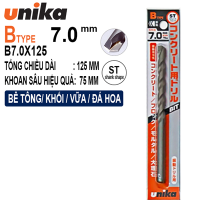 Mũi khoan tường 7,0x125mm Unika B7.0x125