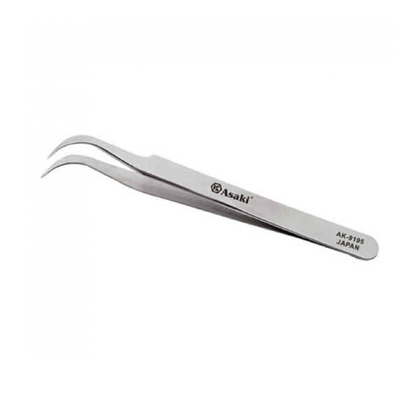 Nhíp inox gắp linh kiện mũi cong 120x9x2mm Asaki AK-9195