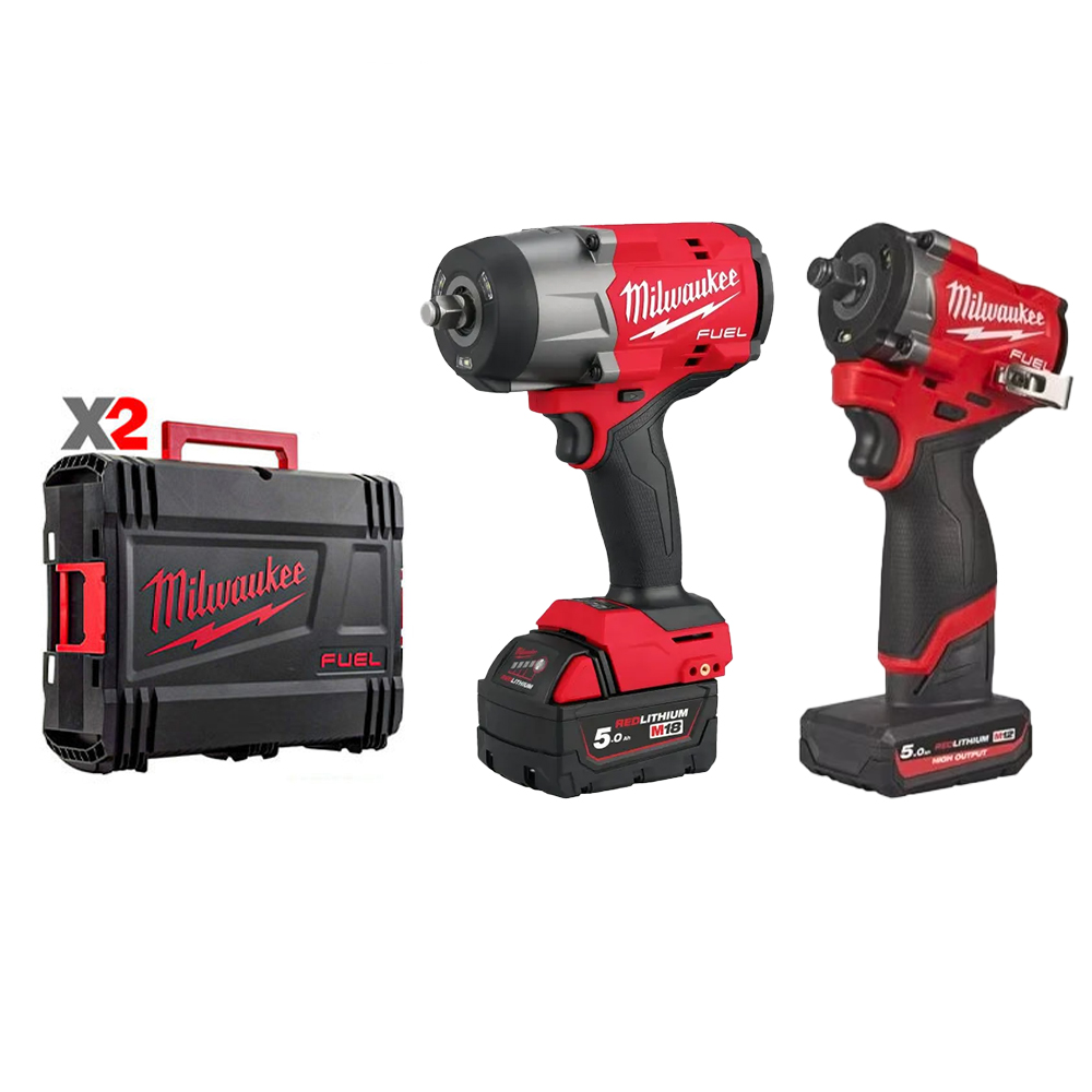 SPECIAL COMBO 4 - Máy siết bu lông M18 FHIW2F12 + Máy siết bu lông M12 FIW2F12 + Pin 12V 5.0Ah + Pin 18V/5.0Ah