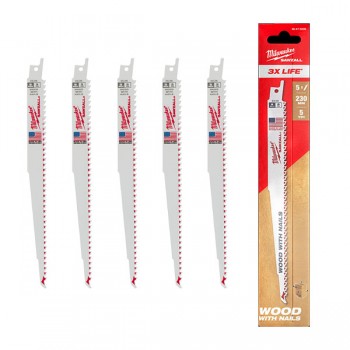 Bộ 5 lưỡi cưa kiếm gỗ 230mm 5 TPI Milwaukee 48-47-5036