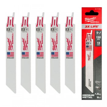 Bộ 5 lưỡi cưa kiếm sắt 150mm 24 TPI Milwaukee 48-47-5186