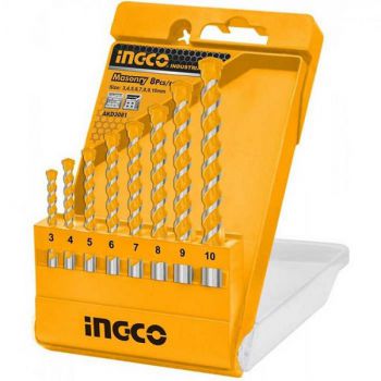 Bộ 8 mũi  khoan bê tông đuôi trơn Ingco AKD3081