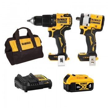 Combo Dewalt - Máy Khoan Pin DCD709 + Máy Vặn Bu Lông DCF922 + Pin 20V4.0Ah + Đế Sạc 4A
