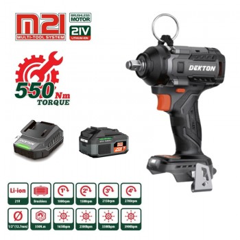 Combo Máy siết bu lông dùng pin 21V Dekton M21-IW550PRO (1 Pin 4.0 Ah, 1 sạc)