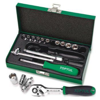 Hộp tuýp lục giác mờ 1/4" 17 chi tiết Toptul GCAD1702