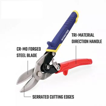 Kéo cắt tôn bằng thép mũi cong trái 250mm 10" Workpro WP214020