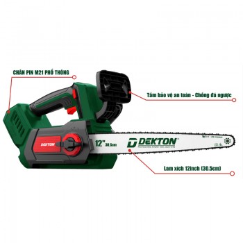 Máy cưa xích dùng pin 21V Dekton M21-CX12CP (Chưa Pin & Sạc)