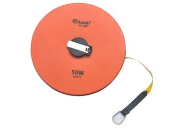 Thước dây sợi thủy tinh nền vàng 50M Asaki AK-0393