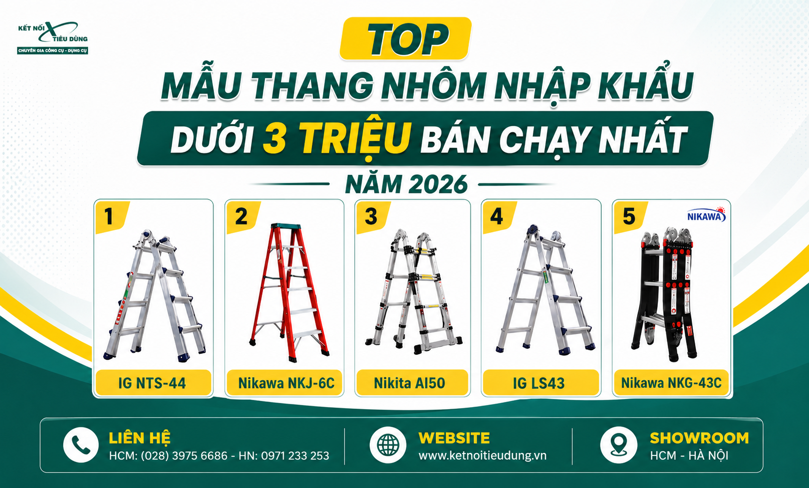 Top Mẫu Thang Nhôm Nhập Khẩu Dưới 3 Triệu Bán Chạy Nhất Năm 2026