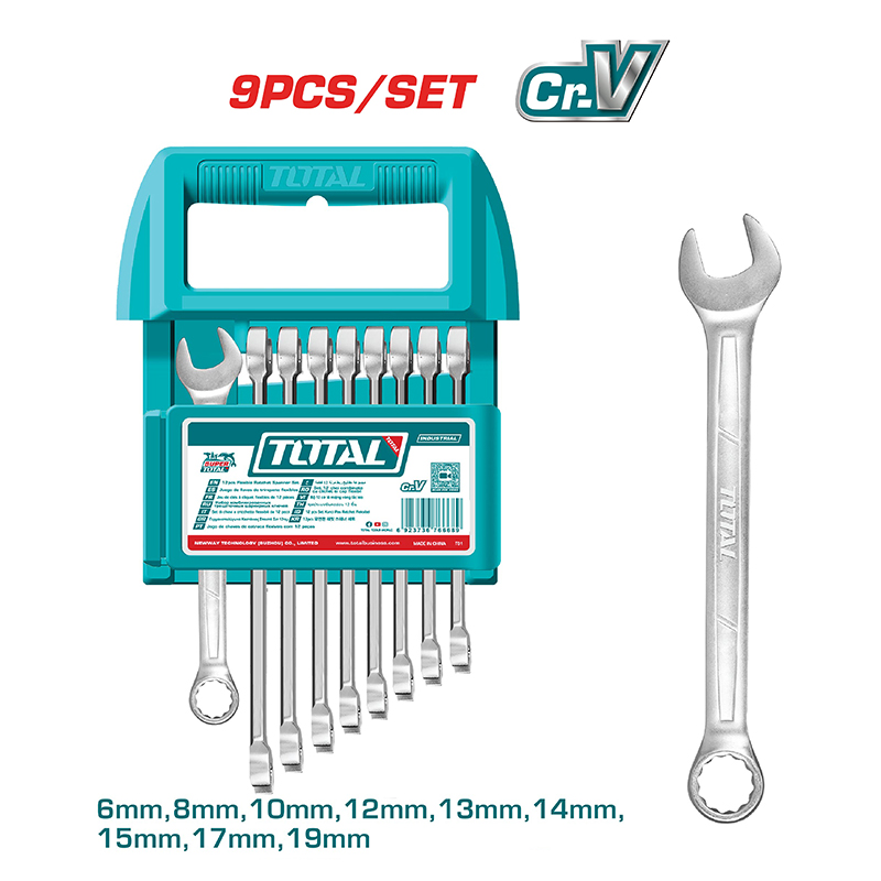 Bộ 9 cờ lê vòng miệng 6-19mm Total THT103296