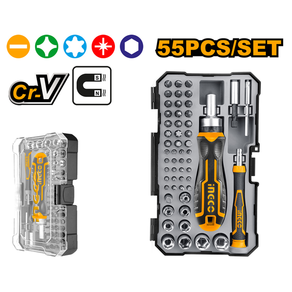 Bộ tuốc nơ vít đa năng 55 chi tiết Ingco HKSDB0558