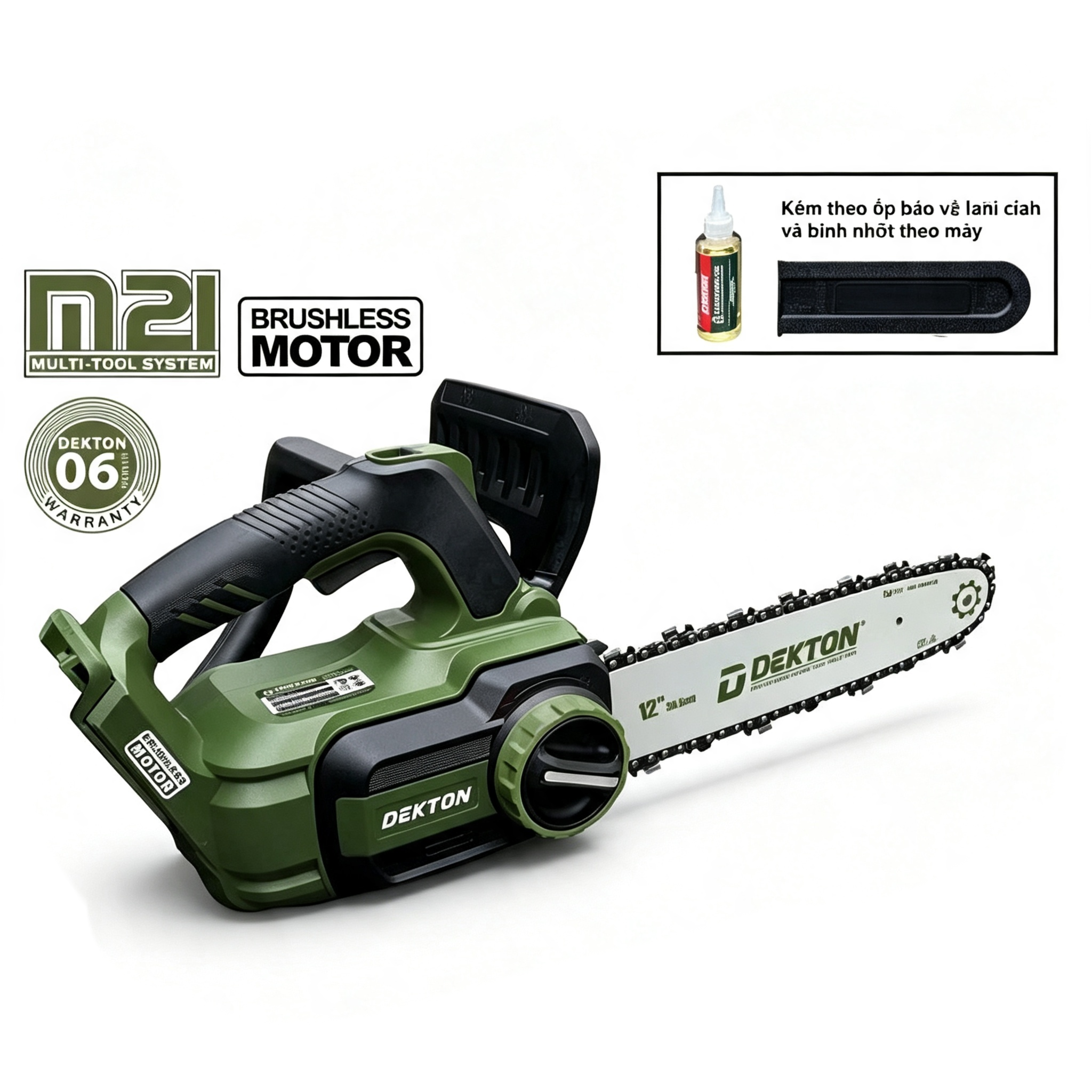 Máy cưa xích dùng pin 21V Dekton M21-CX12XPRO (Chưa pin & sạc)