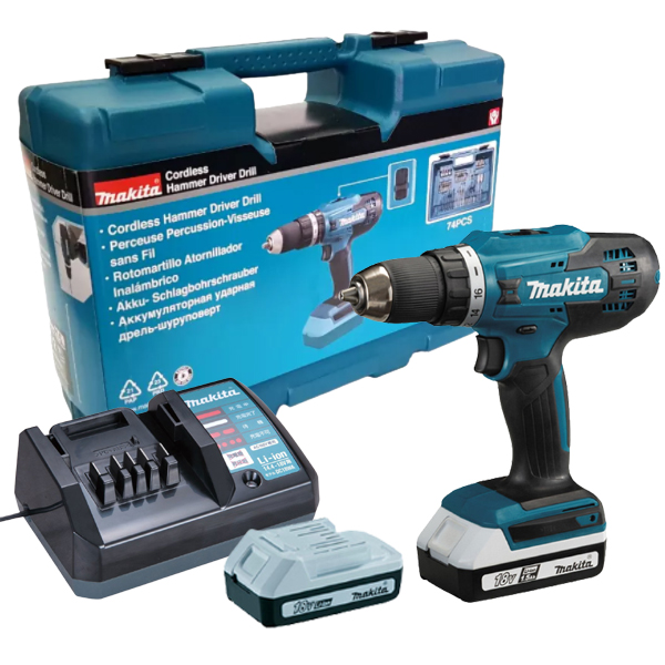Máy khoan vặn vít dùng Pin 18V Makita DF488DYEX4 (74 phụ kiện)