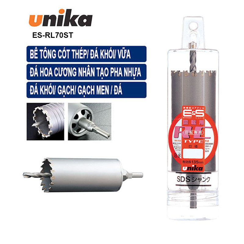 Mũi khoan rút lõi tường 70x200mm Unika ES-RL70ST