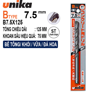 Mũi khoan tường 7,5x125mm Unika B7.5x125