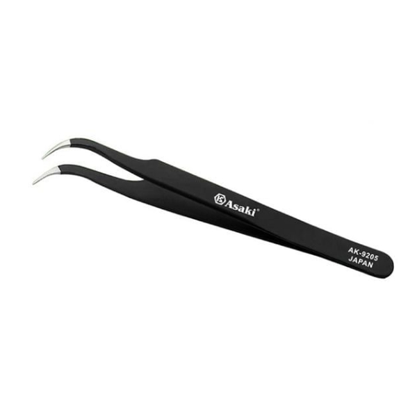 Nhíp gắp linh kiện mũi cong 120x9x2mm Asaki AK-9205