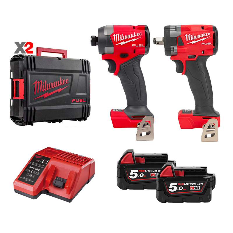 RED Combo 2 Milwaukee - Máy vặn bu lông M18 FIW212 + Máy vặn vít M18 FID3