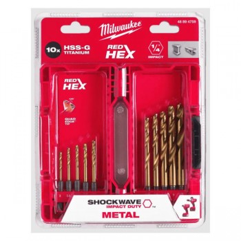Bộ 10 mũi khoan kim loại Milwaukee Shockwave Titanium Red Helix 48-89-4859