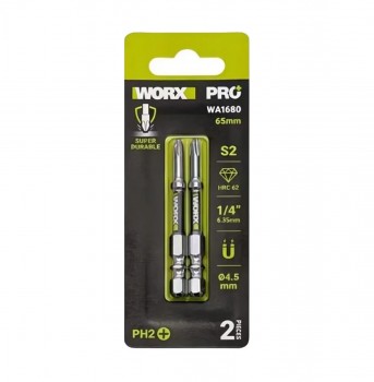 Bộ 2 mũi vít PH2 x 65mm Worx WA1680