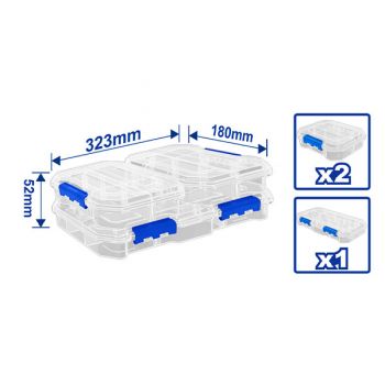 Bộ 3 Hộp nhựa trong suốt chia ngăn đựng linh kiện Wadfow WTB8343