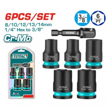 Bộ 5 đầu tuýp dùng cho máy vặn vít Total THKISD38062 (8, 10, 12, 13, 14mm)
