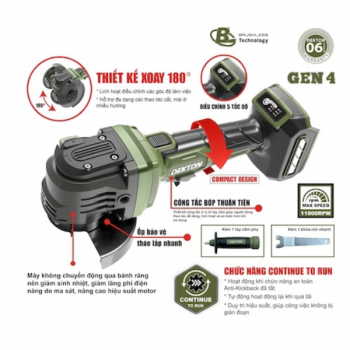 Máy mài góc không bánh răng dùng pin 21V Dekton M21-AG1102XGLB ( Chưa pin & sạc )