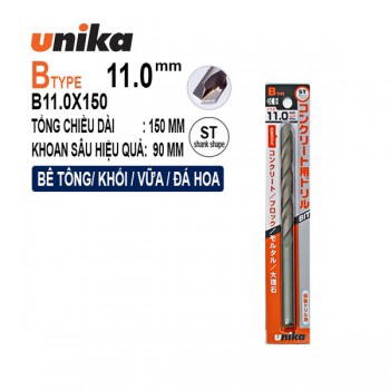 Mũi khoan bê tông 11x150mm Unika B11.0x150