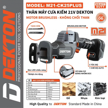 Thân máy cưa kiếm pin 21V Dekton M21-CK25PLUS