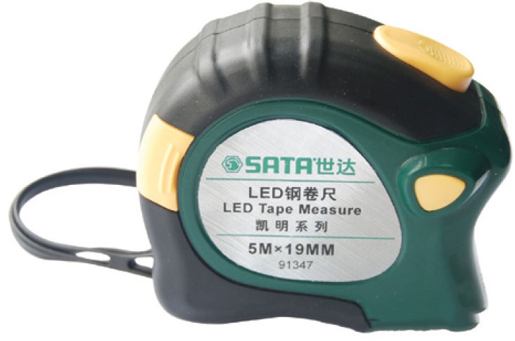 Thước cuốn thép có đèn LED 5.0m Sata 91347